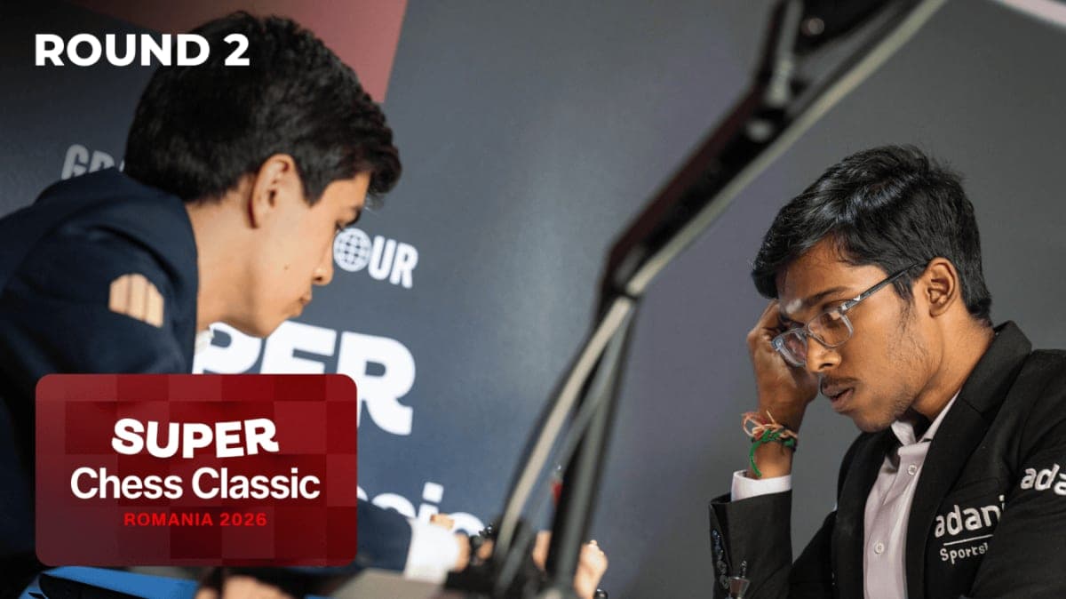 Super Chess Classic Romania 2026 Round 2: Pragg Ends Sindarov's 53-Game Unbeaten Streak