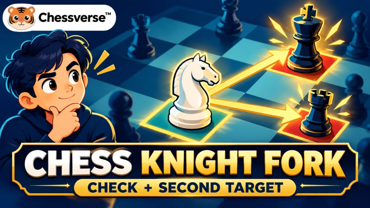 Chess Knight Fork: Spot Two Targets After Every Check